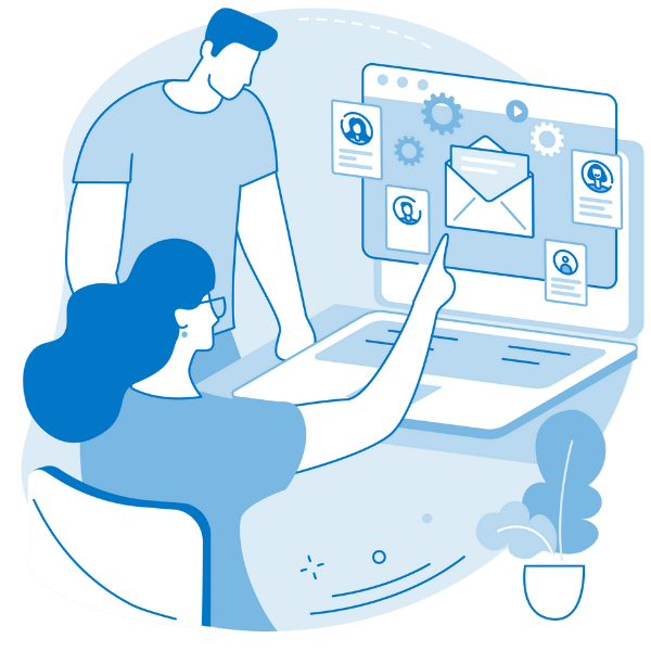 mail system checking illustration